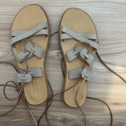 Ancient Greek leather sandals used, size 38, beige