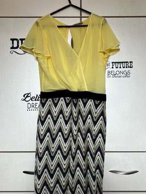 Midi dress like new, black and yellow, size L