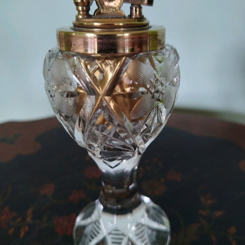 Vintage Cut Crystal Table Lighter like new, 1950s collectible