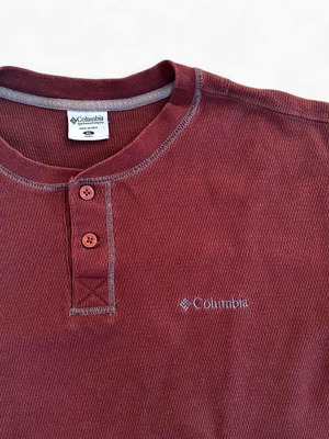 Columbia men's henley shirt used, burgundy brown, XL