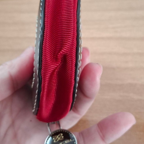 Lancel round wallet like new, brown and red