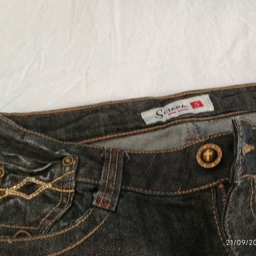 Jeans pants new dark blue with decorative creases