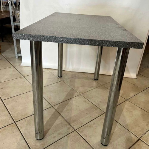 Kitchen table with metal legs and wooden granite-effect top 74x105x60
