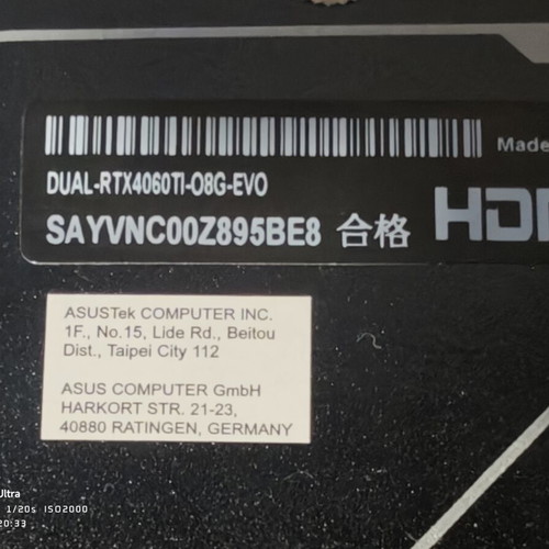 Asus RTX 4060 Ti 8GB Dual graphics card