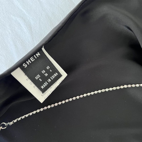 Satin backless top with rhinestone straps like new, Shein, black, size S