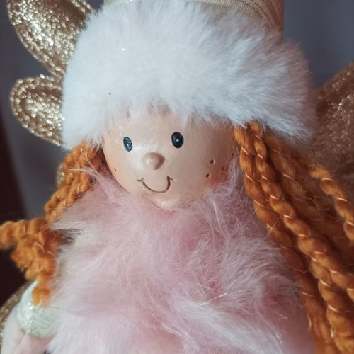 Christmas angel figures like new, set of two with pink fluffy bodies