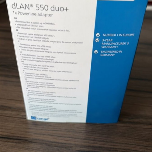 Devolo dLAN 550 Duo+ Single Powerline with 2 Ethernet ports and passthrough socket unused