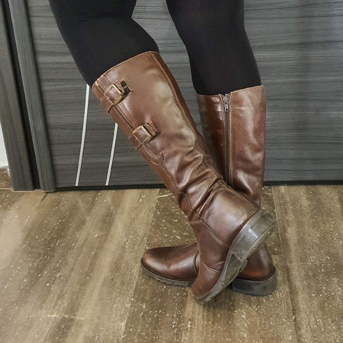 Leather boots brown used, size 39, made in Germany