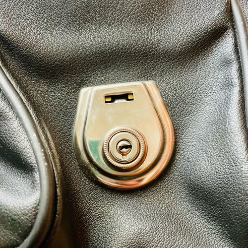 Borsalino leather handbag used, vintage style, black