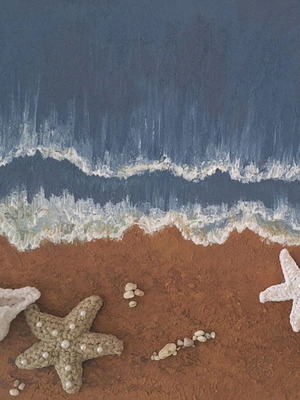 3D painting beach theme new with acrylic and handmade shells
