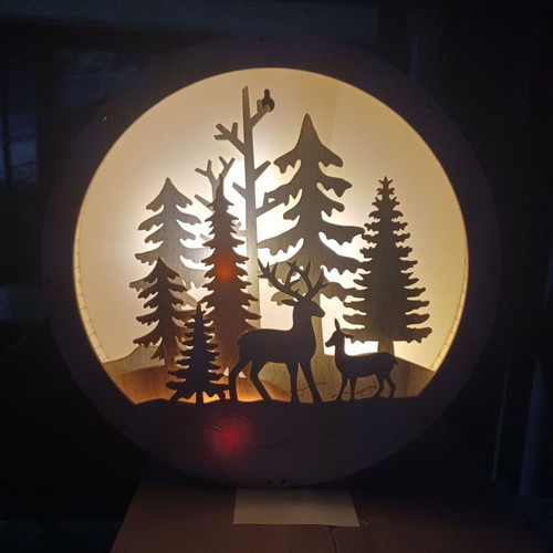 Christmas wooden decorations with lights like new