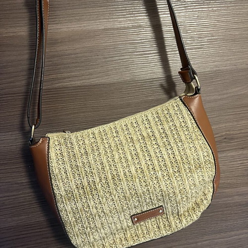 Francinel crossbody bag like new, beige and brown straw