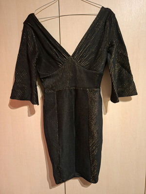 On Line evening dress black with gold details, like new, size M