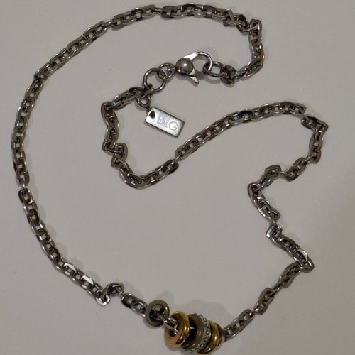 Dolce & Gabbana D&G necklace with silver and gold-tone rings and chain new