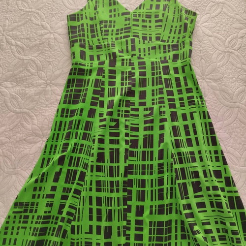 Midi summer dress like new, green and blue, medium to large