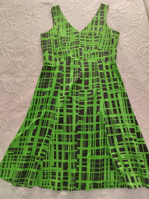 Midi summer dress like new, green and blue, medium to large