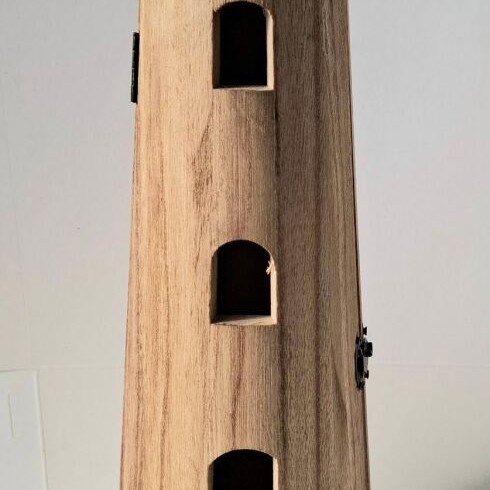 Wooden lighthouse bottle holder new