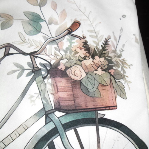 Decorative pillow cover with bicycle design, new, 45x45 cm