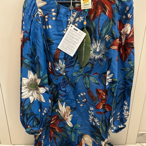 Farm Rio satin dress, medium, multicolored