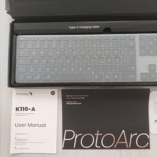 ProtoArc K110-A Aluminum Bluetooth Keyboard new with LED for Mac iPad