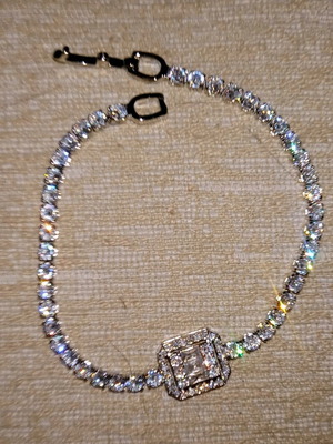 Βραχιόλι λευκά ζιργκόν κοπής μπριγιαν ολοκαίνουργιο με στρώση πλατίνας