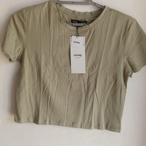Sinsay women's summer crop top, dark green, size XL