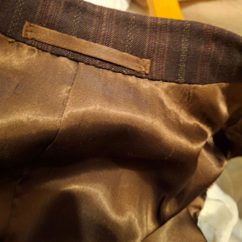 Wool brown striped vintage 80s suit like new