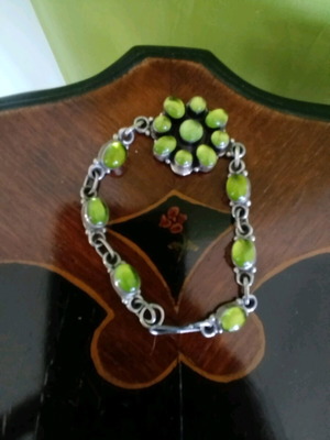 Silver bracelet with peridot like new, handmade vintage