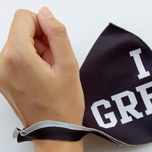 Fabric protection mask like new, washable, I ❤ Greece black