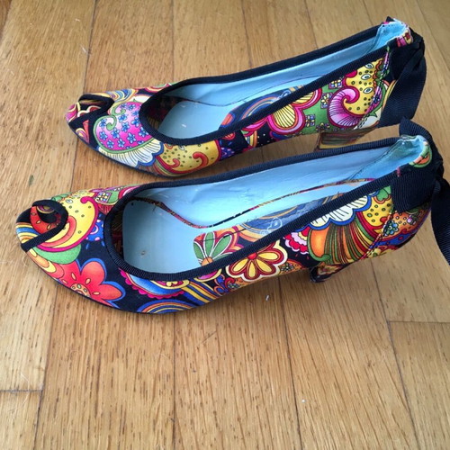 Peep toe colorful shoes used size 38
