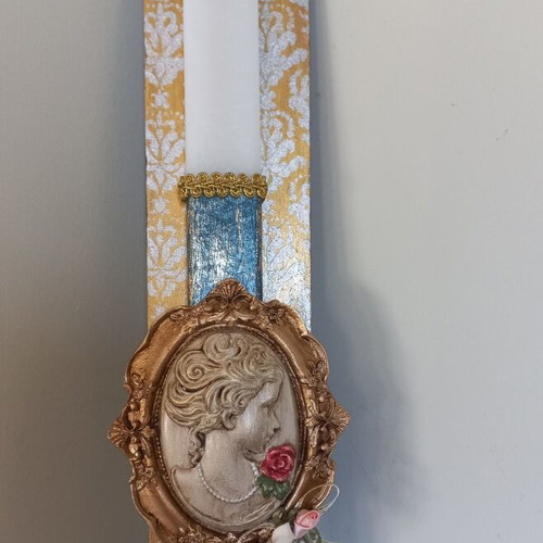 Easter candle new on wooden base 34×3 cm