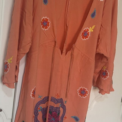 Boho kaftan dress Debbie Katz small, like new, orange with embroidery