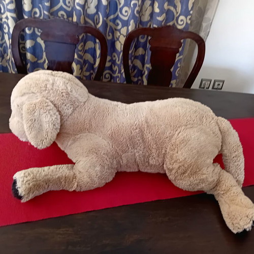Large plush dog like new, soft beige 70x30 cm