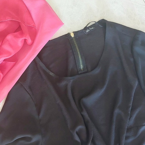 Ulla Popken Plus Size 3XL black tunic with sheer details