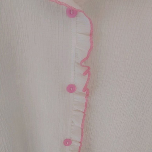 Pajama set with ruffles like new, ecru and pink, size M
