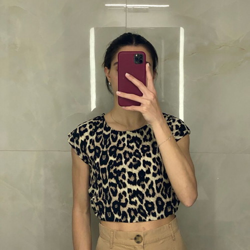 Shop & Co crop top like new with animal print, beige and brown