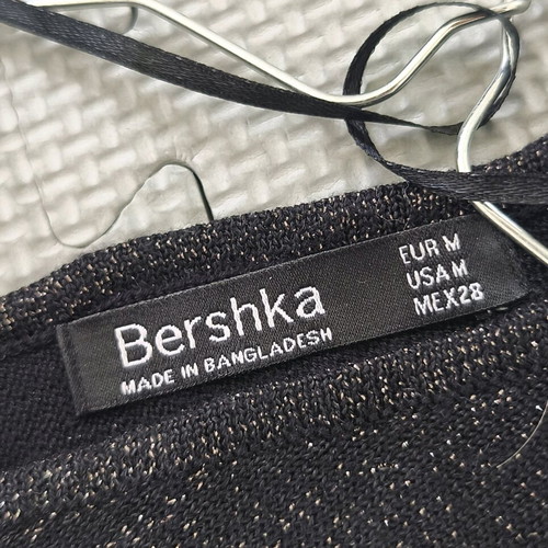 Bershka women's black lurex maxi dress size M like new