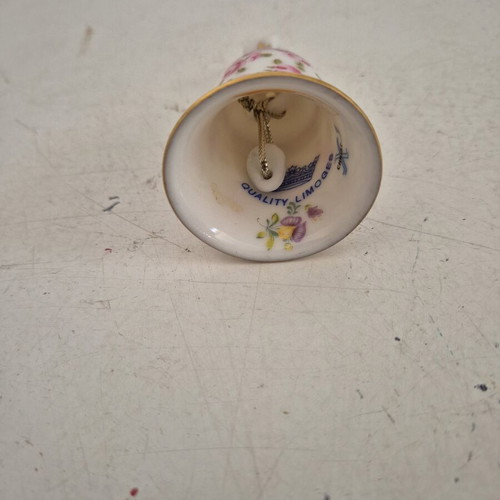 Porcelain decorative bell with floral design and gold details, new