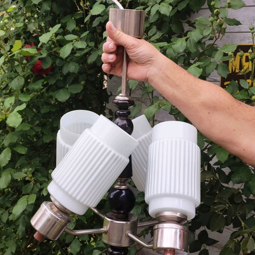 Retro style ceiling lamp used with 4 glass shades