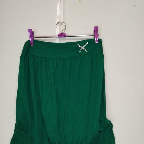Emerald green strapless jumpsuit with rhinestone detail