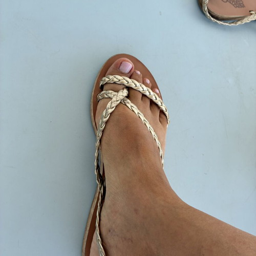 Ancient Greek Sandals used, gold sandals size 40