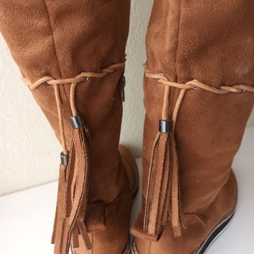Suede women's boots camel color size 38