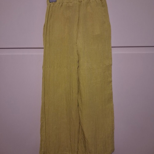 Zara summer pants with pockets and elastic waist like new, yellow, size S