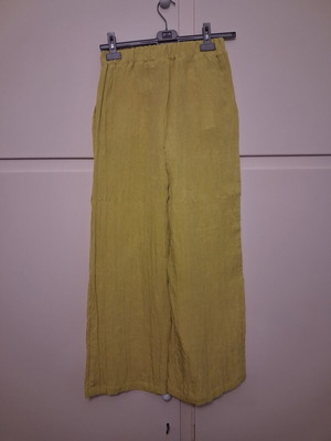 Zara summer pants with pockets and elastic waist like new, yellow, size S