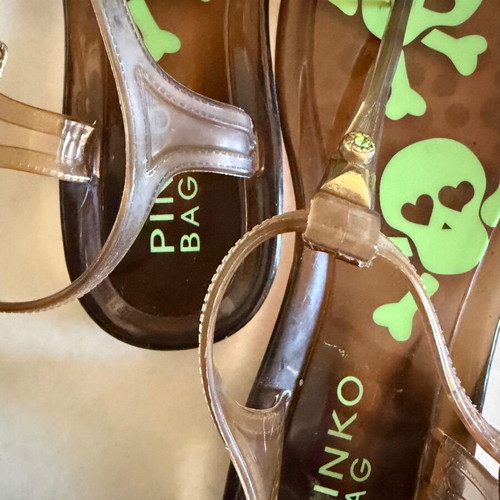 Pinko flat sandals like new, brown, size 38-38.5