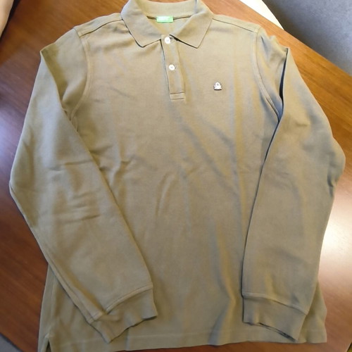 United Colors of Benetton long-sleeve polo shirt 170cm like new, olive green