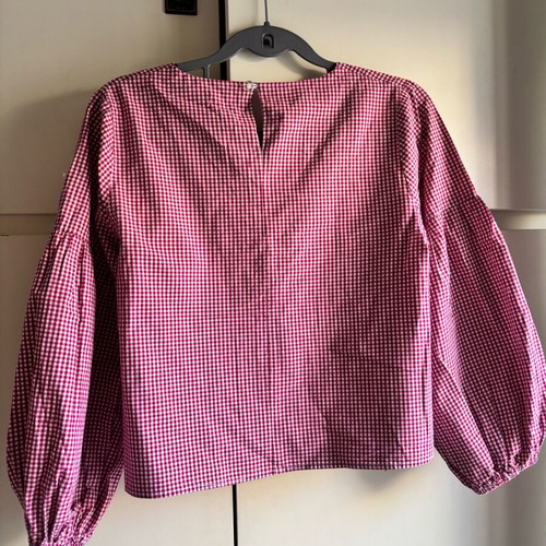 Karavan checked blouse used, size M, white and red