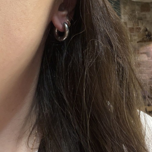 Steel earrings small, new, silver color