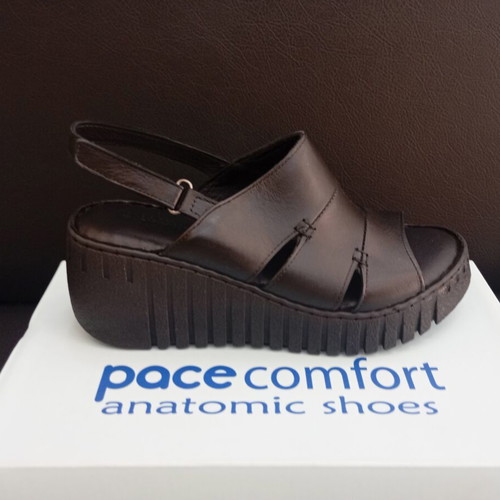 Platform sandals new, genuine leather, comfortable anatomical sole, black