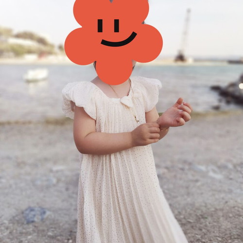 C&A Pleated Dress Dusty Pink with Gold Dots Size 4 Years Like New